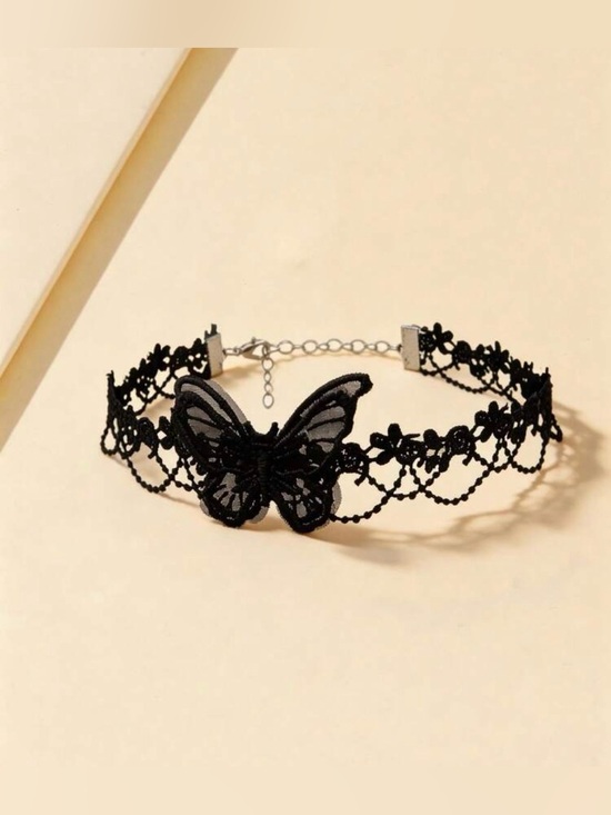 Bizzy bee breezy boutique Jewelry - Black Butterfly Lace Choker Necklace